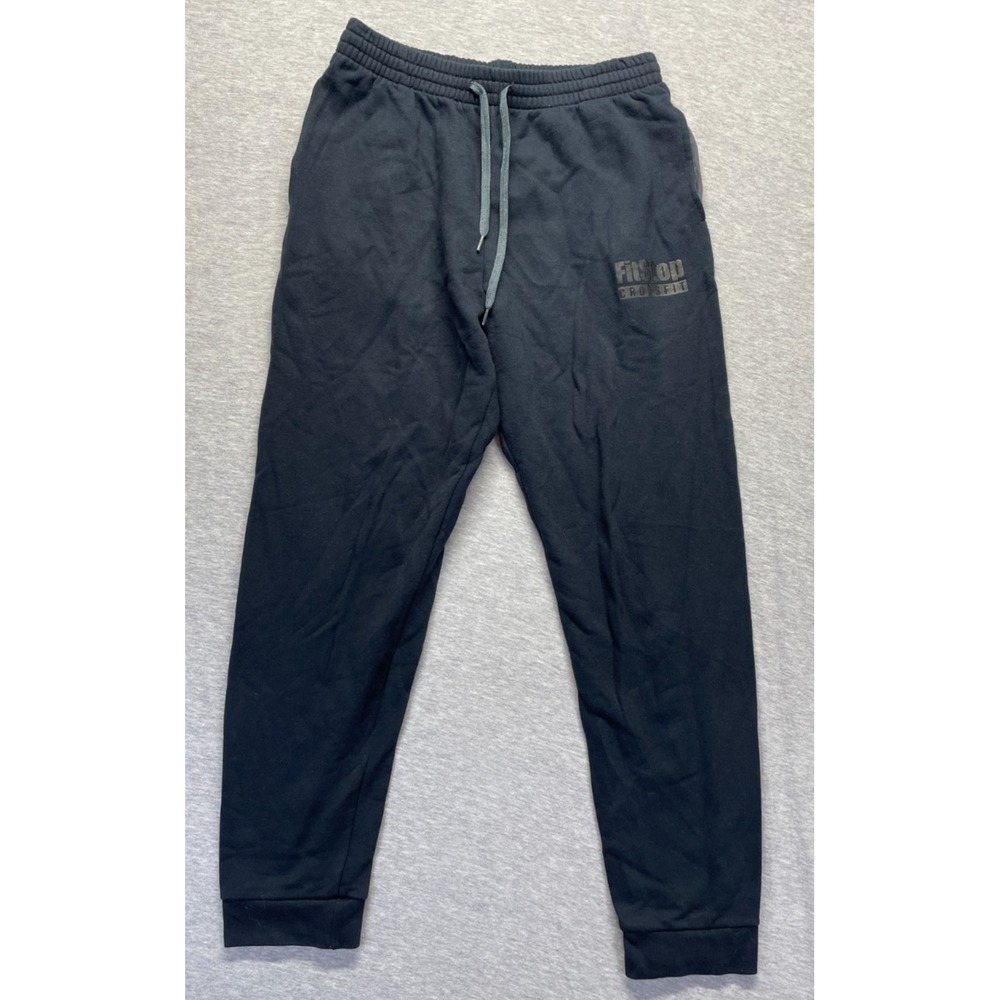 Jerzees NuBlend Sweatpants Mens Medium Black FitStop CrossFit Logo Athletic Gym